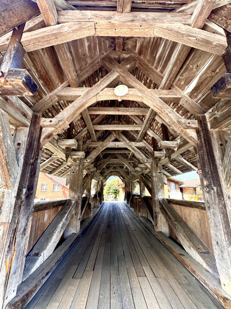 Historic wooden hydraulic bridge in Wilderswil on Interlaken E-bike Tour