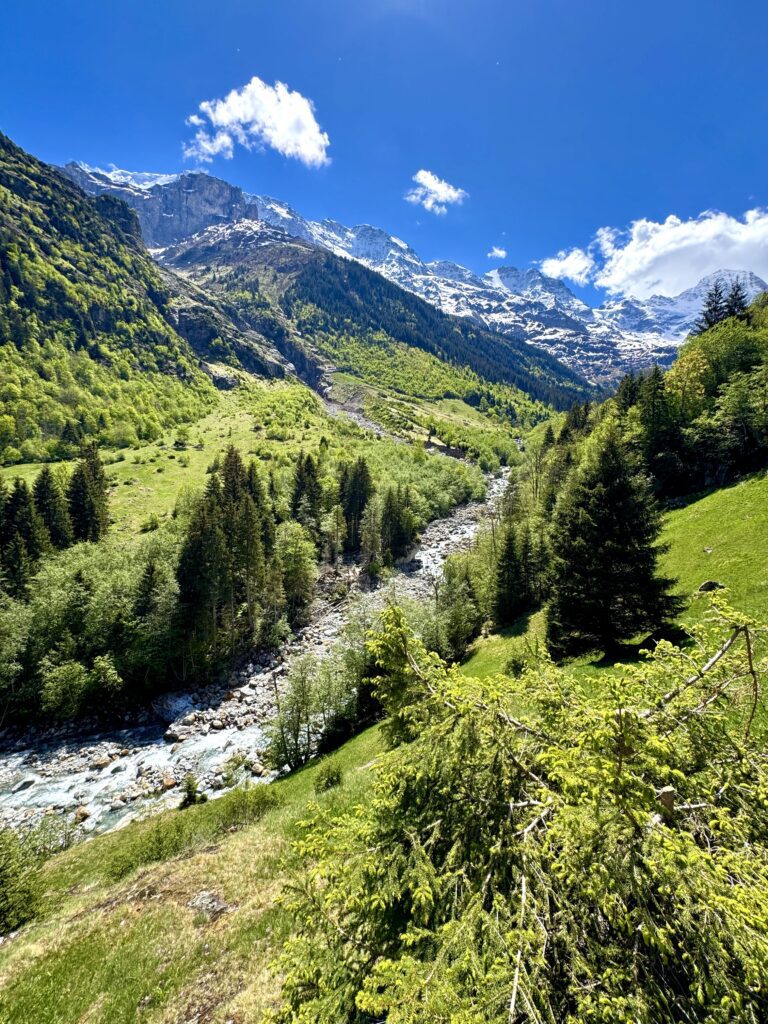 Hidden alpine valley near Stechelberg during the Lauterbrunnen E-bike Tour.
