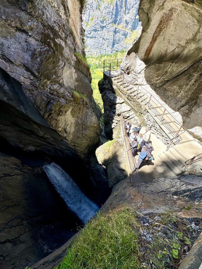 Guests visiting Trümmelbach Falls during the Lauterbrunnen E-bike Tour.